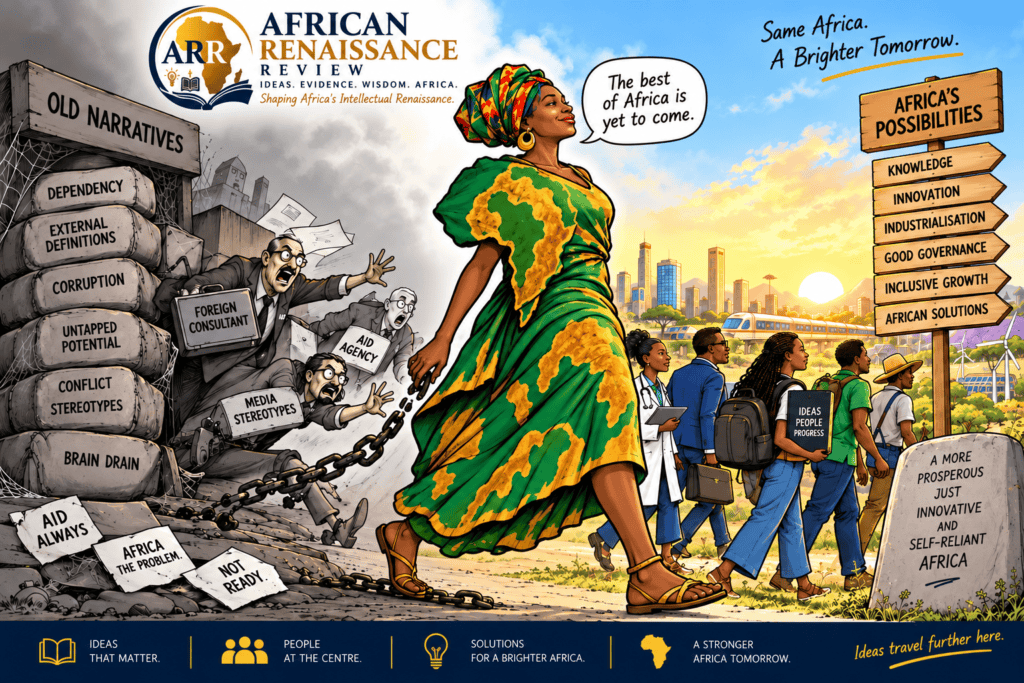 Editorial cartoon by Image: AI-generated illustration commissioned by The African Renaissance Review (ARR)