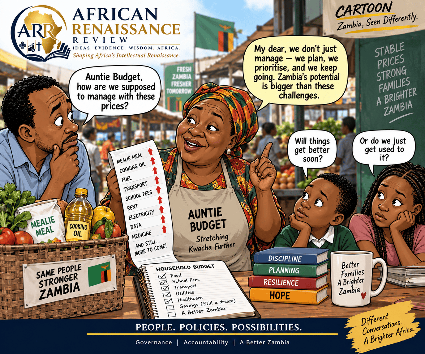 Editorial cartoon by Image: AI-generated illustration commissioned by The African Renaissance Review (ARR)